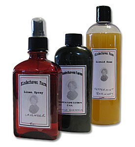A selection of skin and personal care products handmade by Kinderhaven Farm.